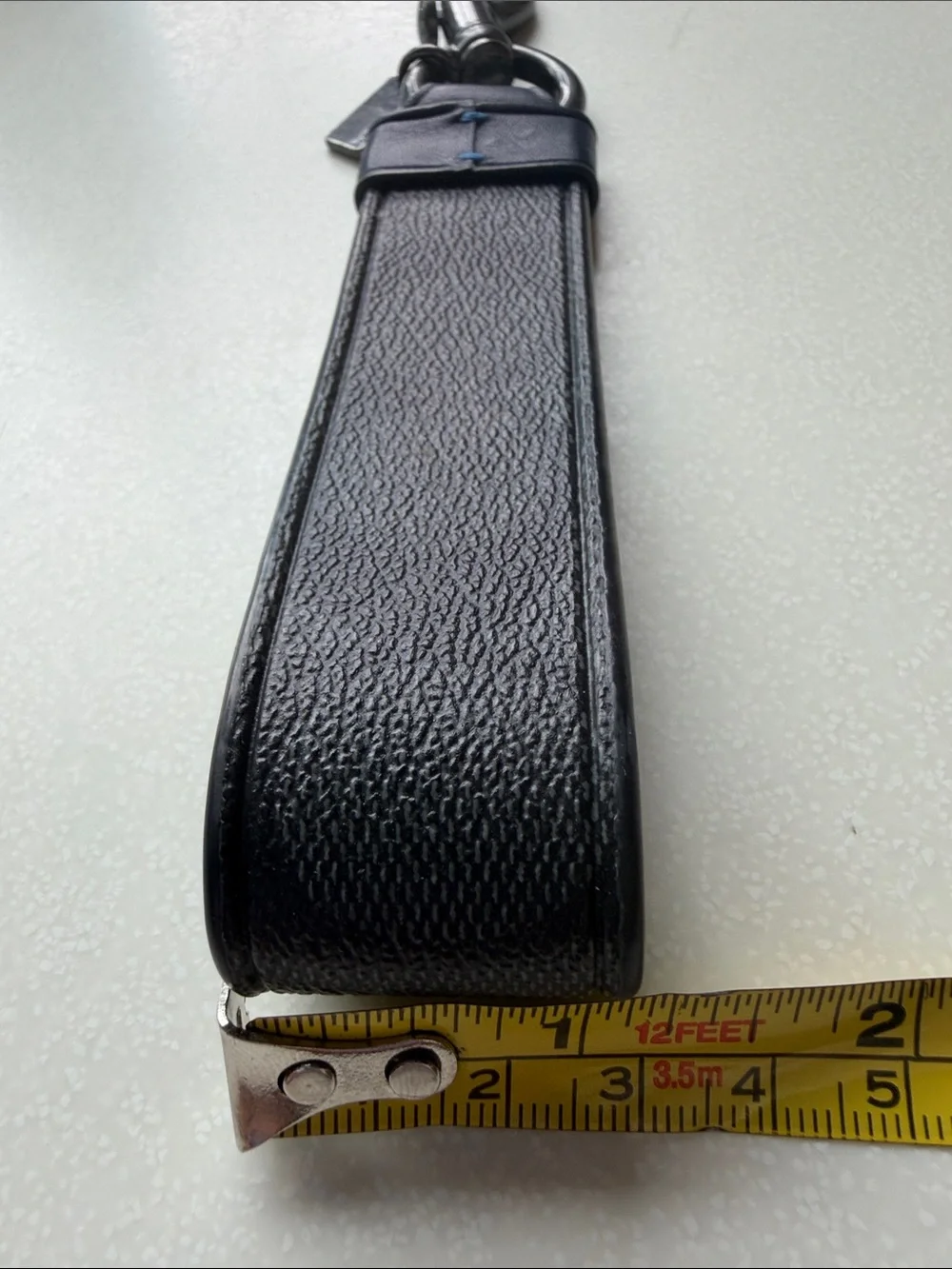 Coach New York Black Navy Signature Canvas & Leather Wristlet Strap Key Fob